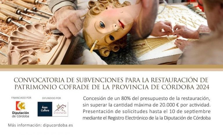 Convocatoria de subvenciones 2024 para la restauración de patrimonio cofrade de la provincia de Córdoba