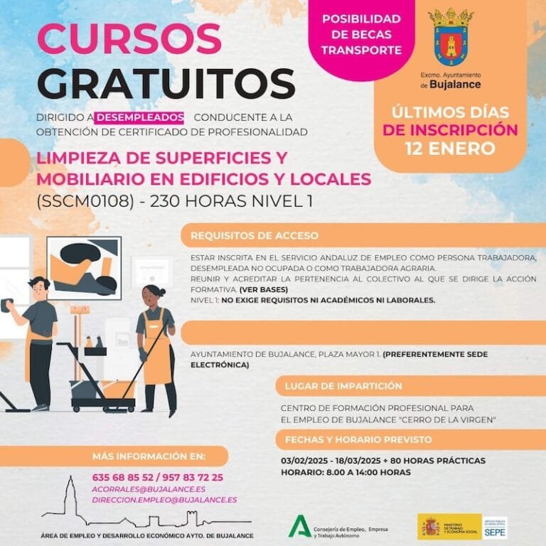 Bujalance | Cursos gratuitos para desempleados
