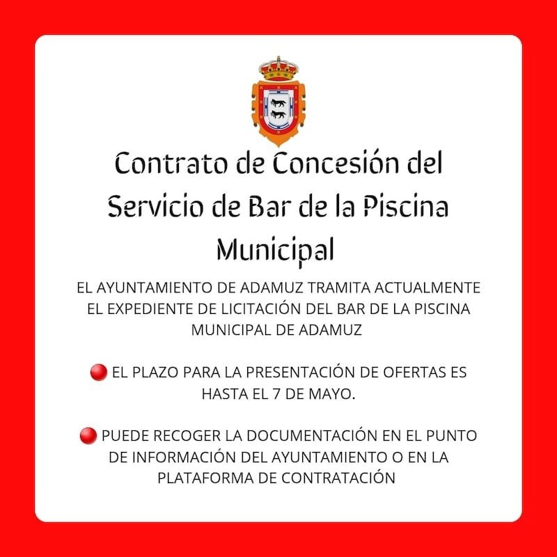 Licitación Bar Piscina Municipal de Adamuz