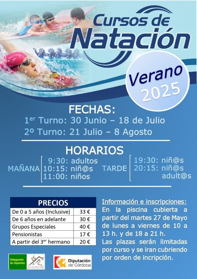 Cursos de natación verano 2025 en Villa del Río