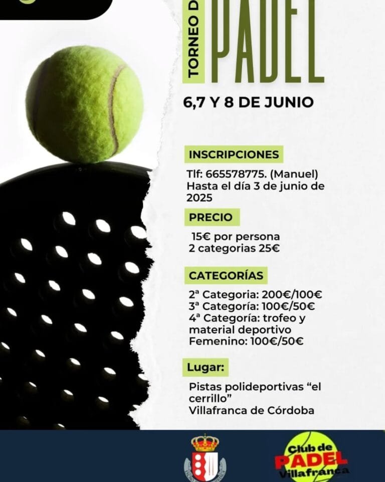 torneo pádel Villafranca de Córdoba