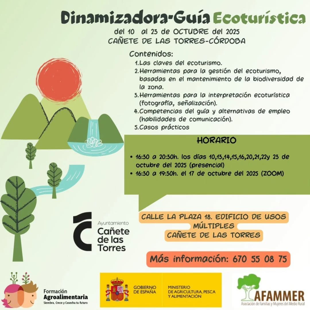 Curso gratuito “Dinamizadora–Guía Ecoturística" en Cañete de las Torres