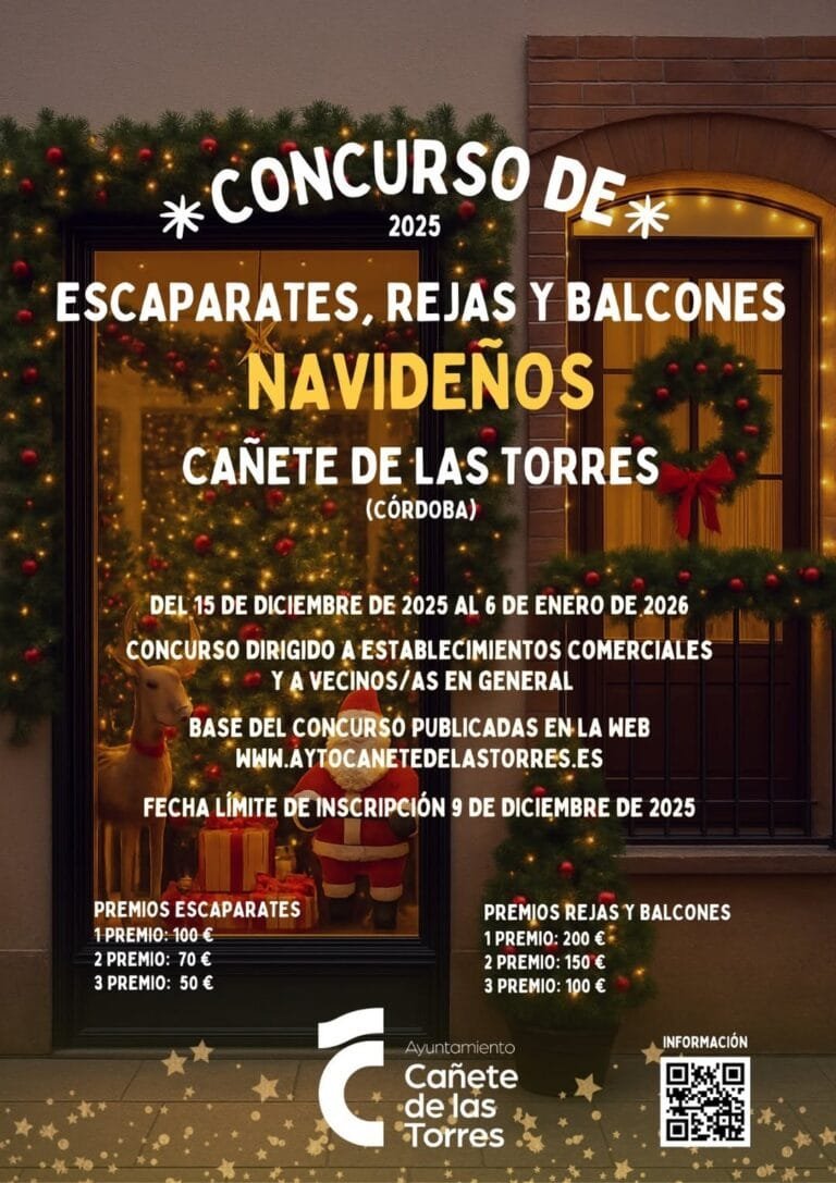 ¡Concurso de Escaparates, Rejas y Balcones Navideños 2025 en Cañete de las Torres!
