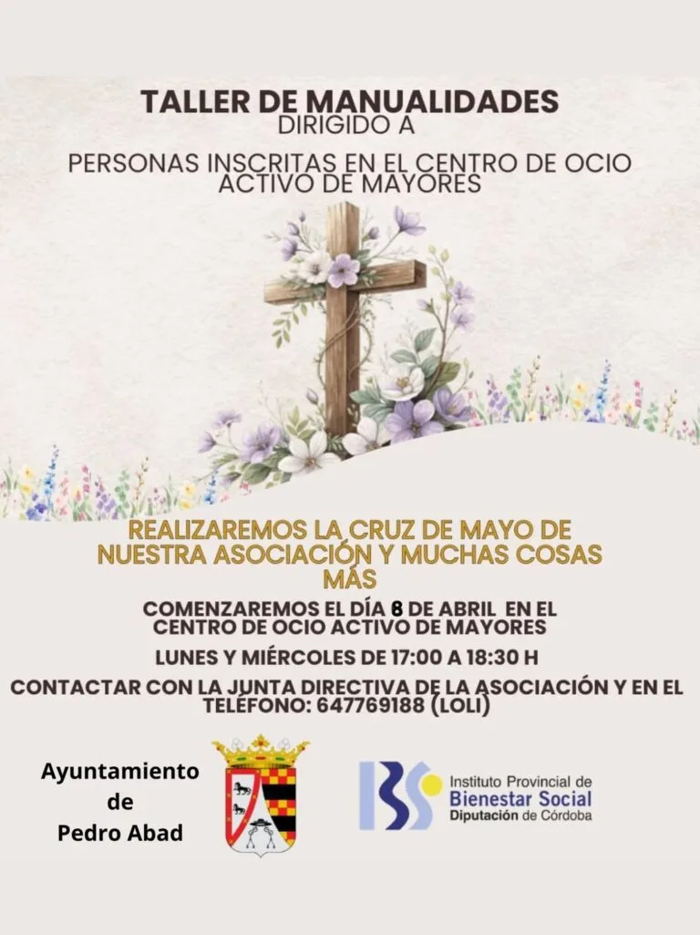 Taller de Manualidades Cruz de Mayo en Pedro Abad