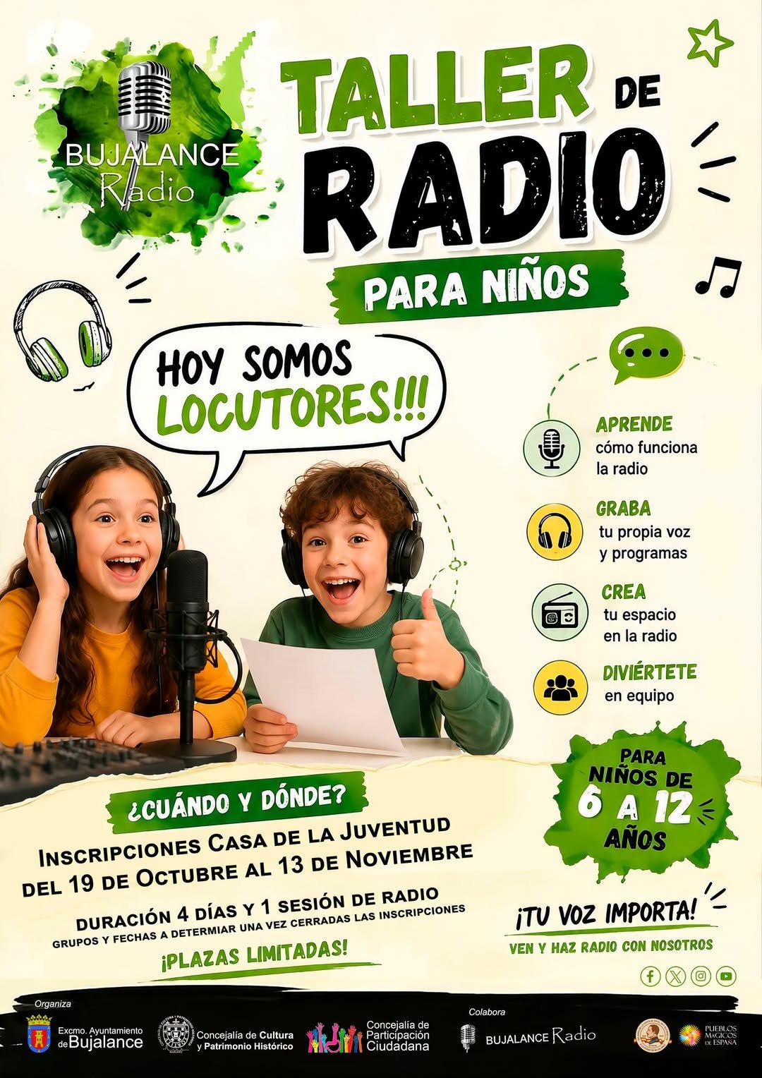 Taller de radio infantil en Bujalance